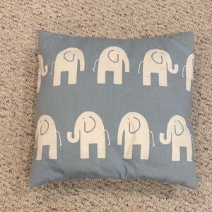Blue Pillow with White Elephant Print
